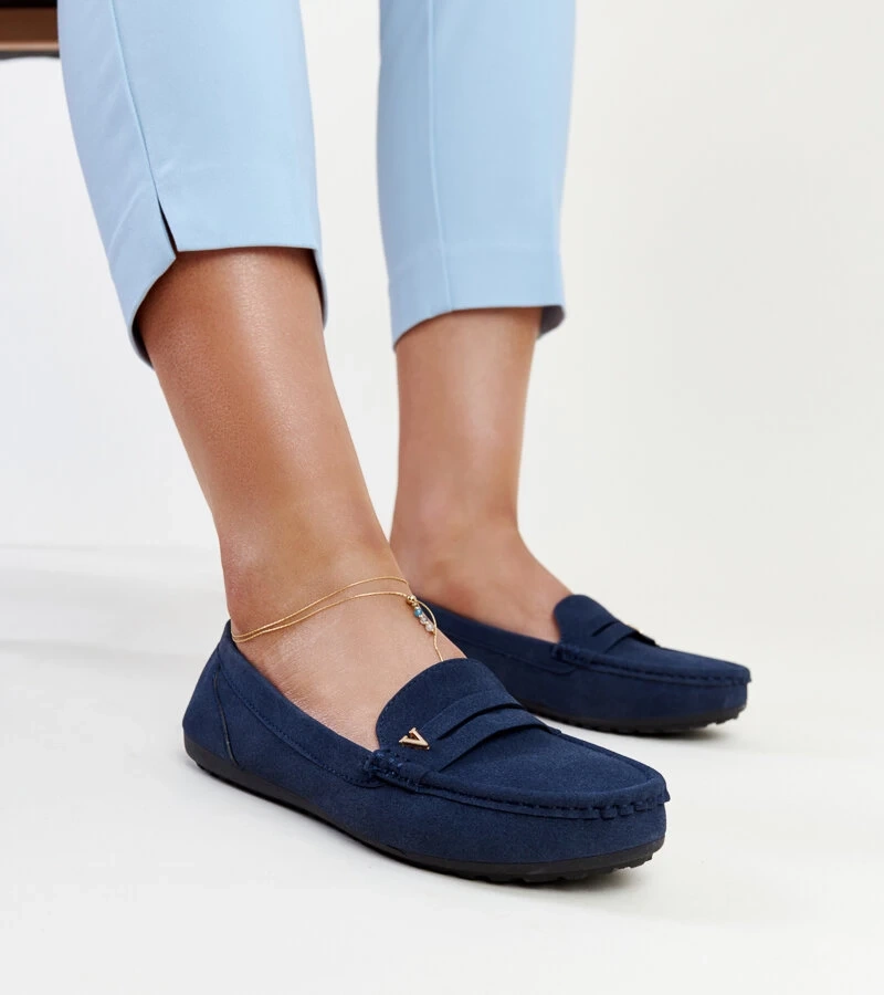 Rubianovy matné námořnické modré mokasíny