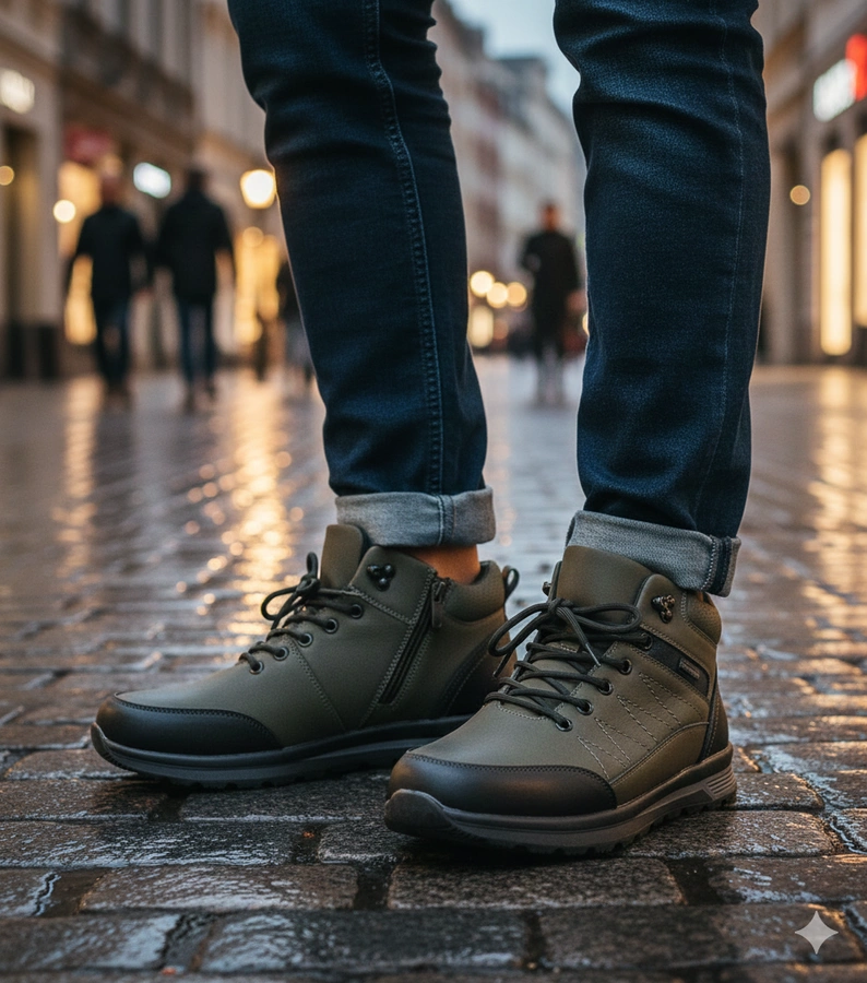 Zelené zateplené pánské trapery s kožíškem Mack