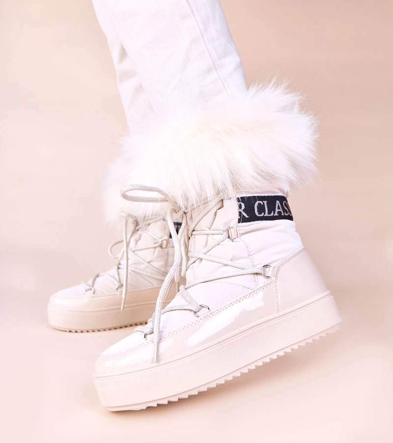 Béžové šněhule na šněrování s kožíškem Alison