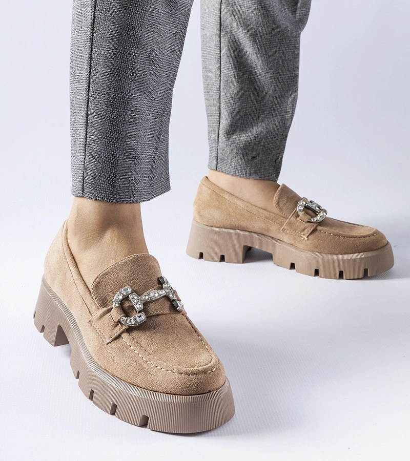 Bežové mokasíny s kamínky Giacomo