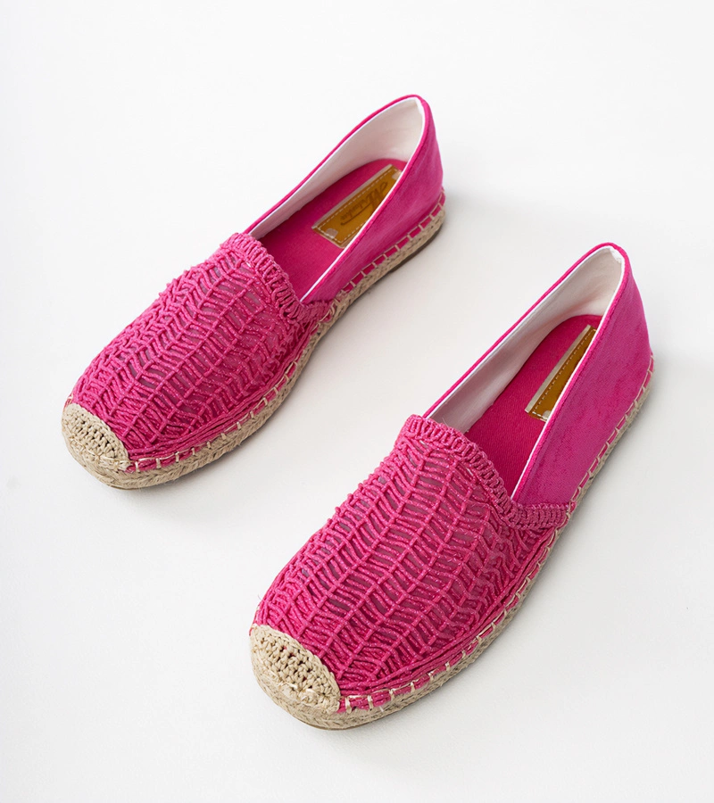 Růžové krajkové espadrilky na platformě Plevis