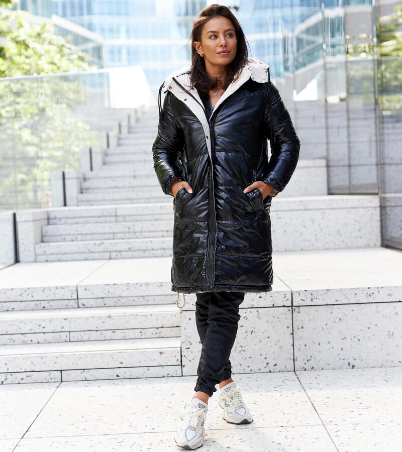 Černo-bežová teplá bunda oboustranná Scalette