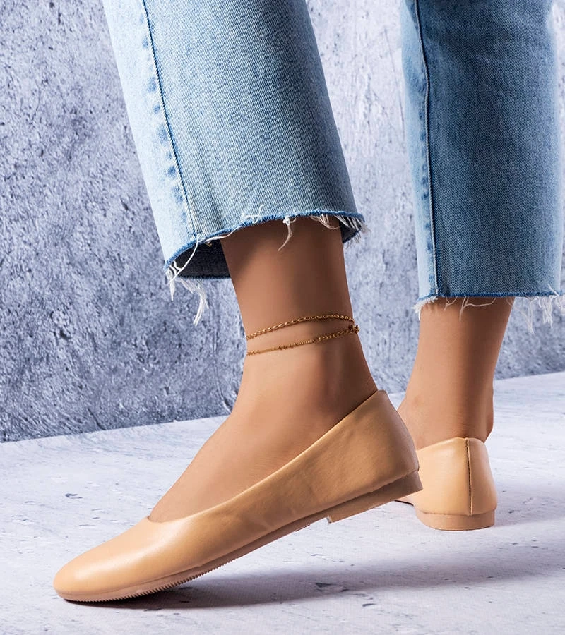 Béžové baleríny s koženou stélkou Truchon