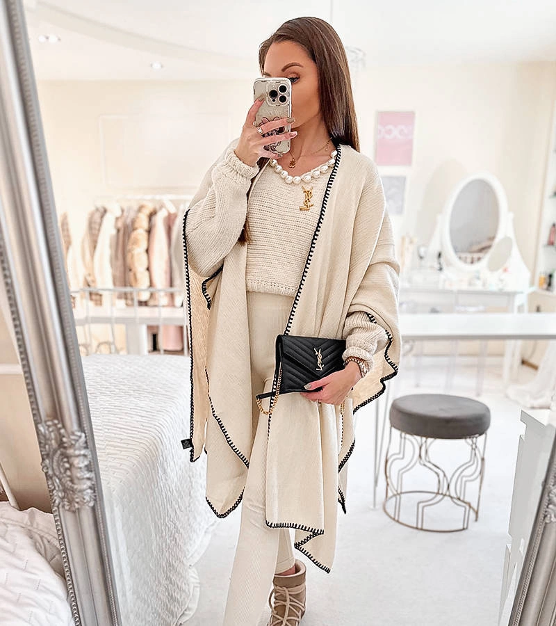 Šedé pončo s lemem Levi