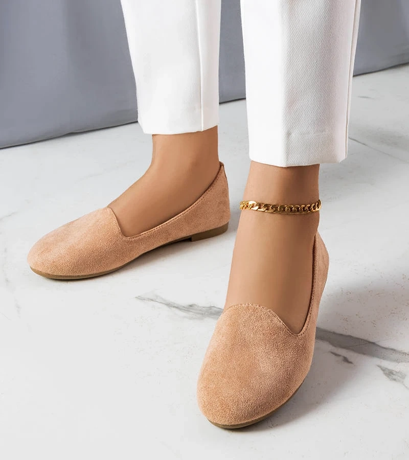 Béžové baleríny z eko semiše Marion