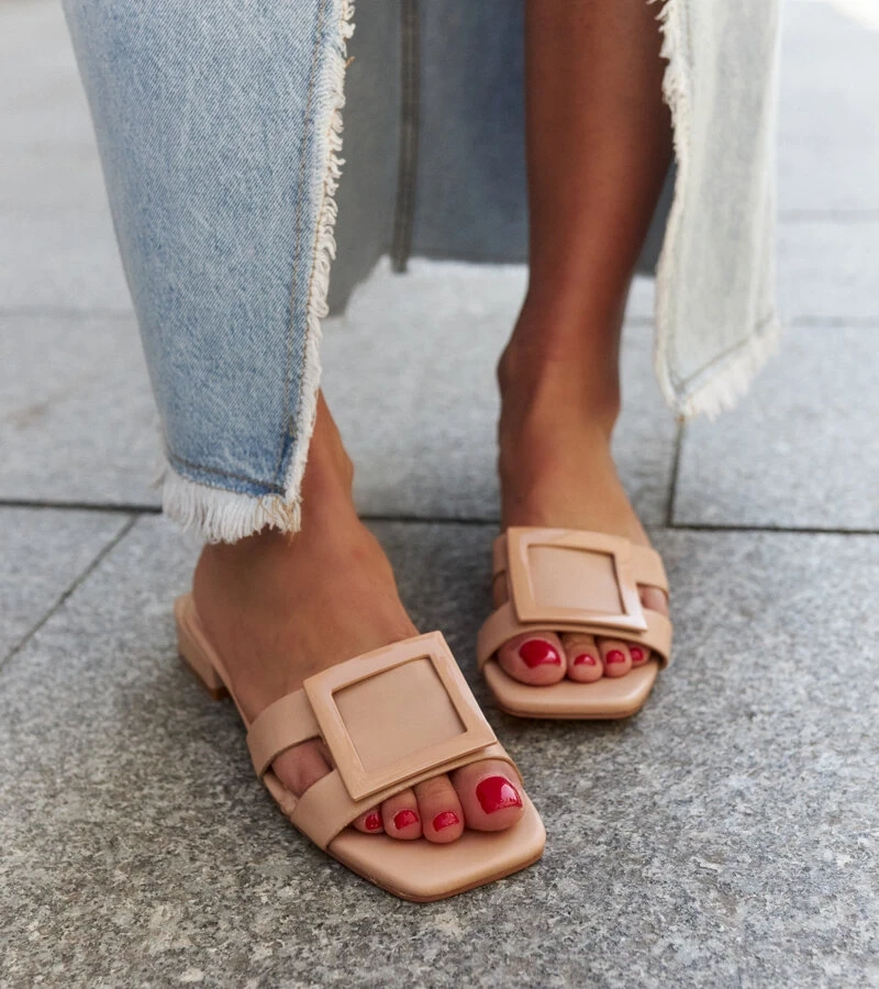 Bežové pantofle s koženou vložkou Wilia