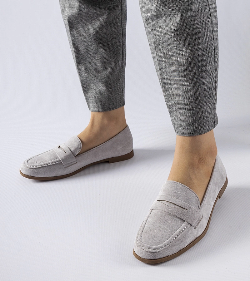 Šedé mokasíny z eko semiše Medford