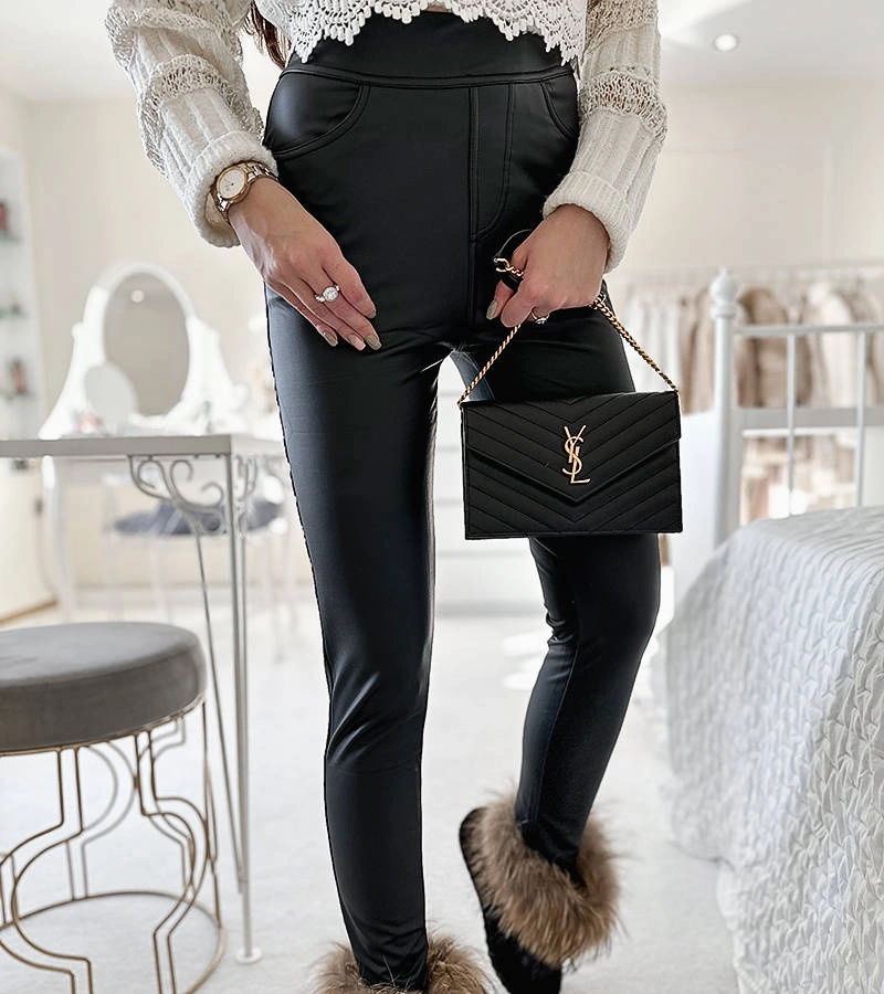 Černé voskované legíny Ambrose