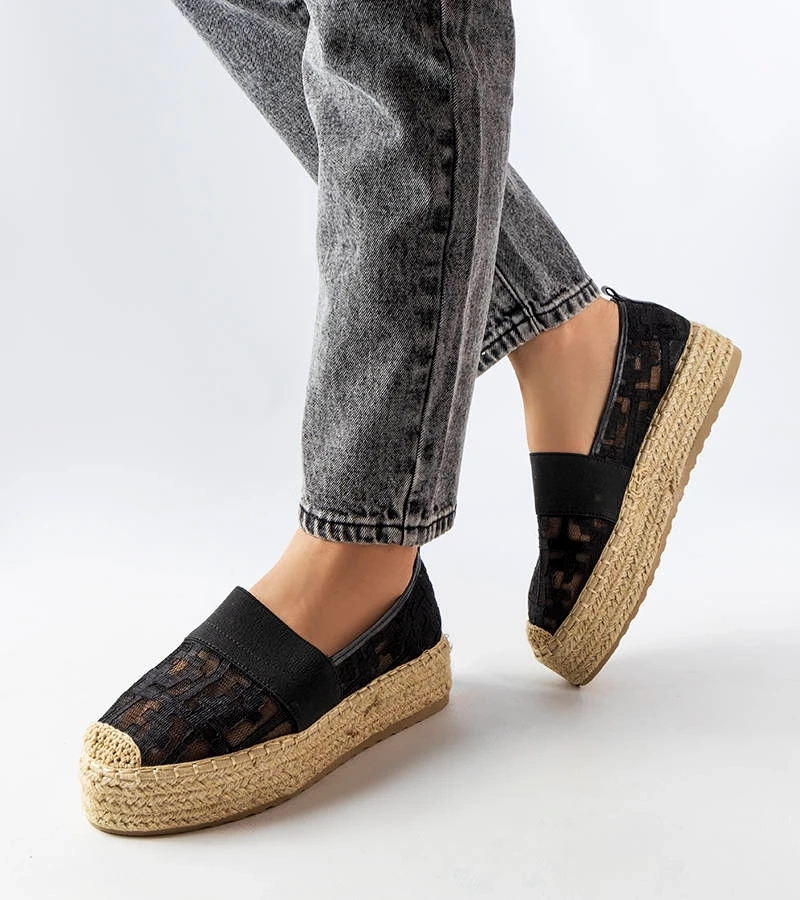 Černé síťované espadrilky Bateliers