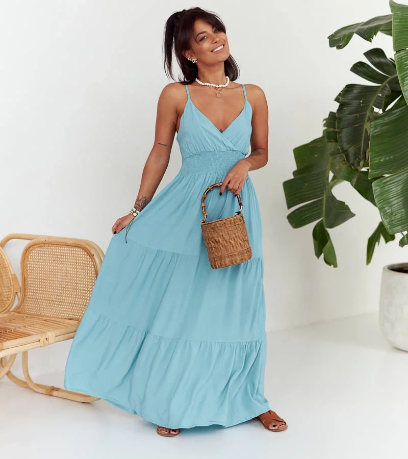 Modré maxi šaty v boho stylu od Trill