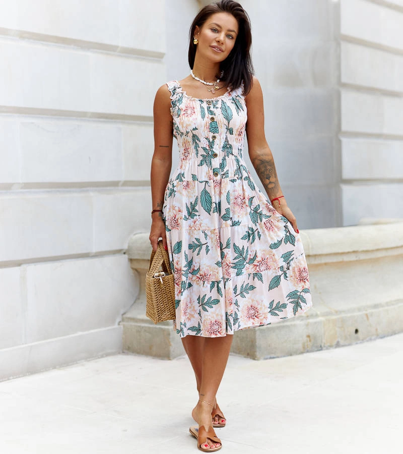 Béžové květinové šaty Coraline