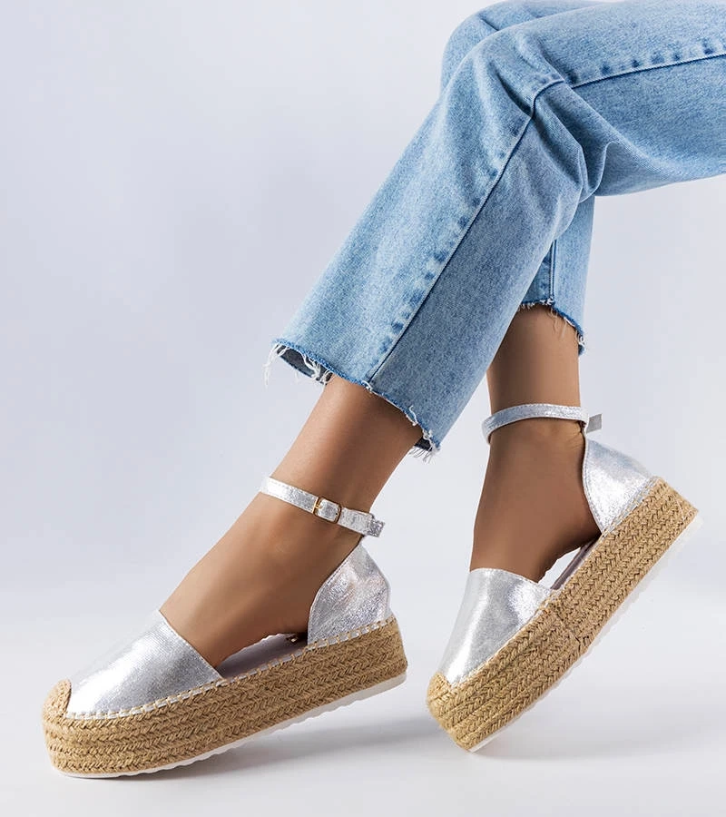 Stříbrné espadrilky na platformě Clousson