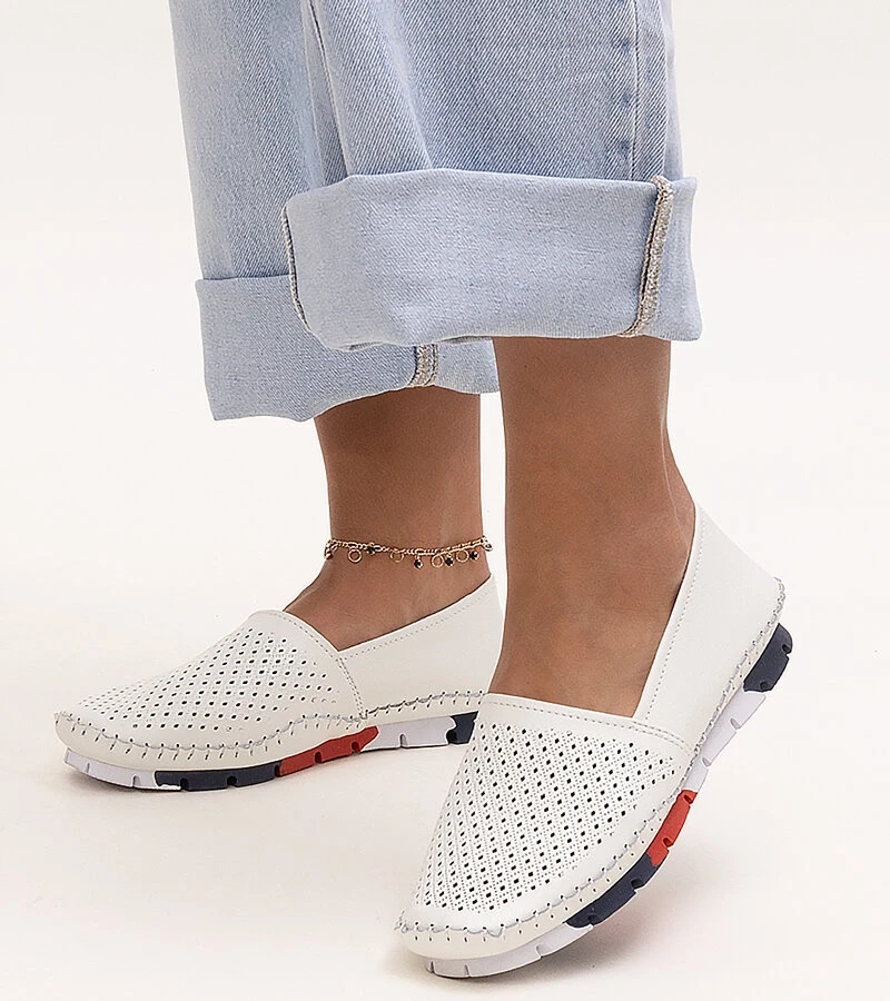 Bílé krajky kožené polobotky Wendela