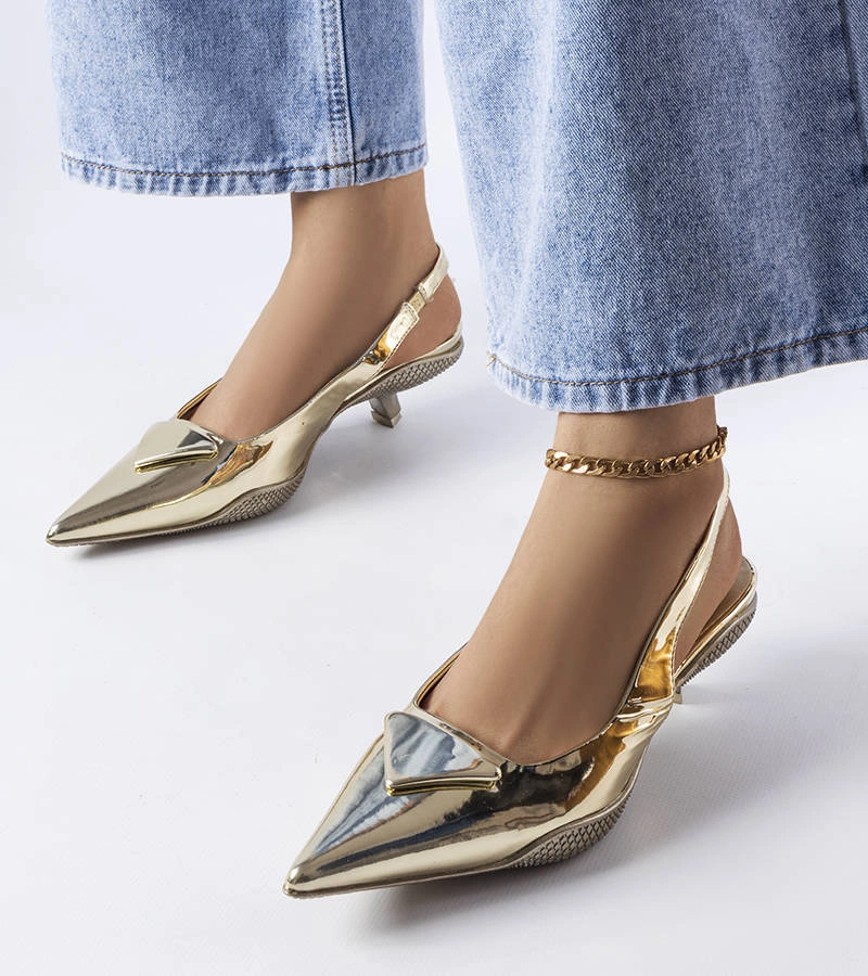 Zlaté sandály Gougeon na nízkém podpatku