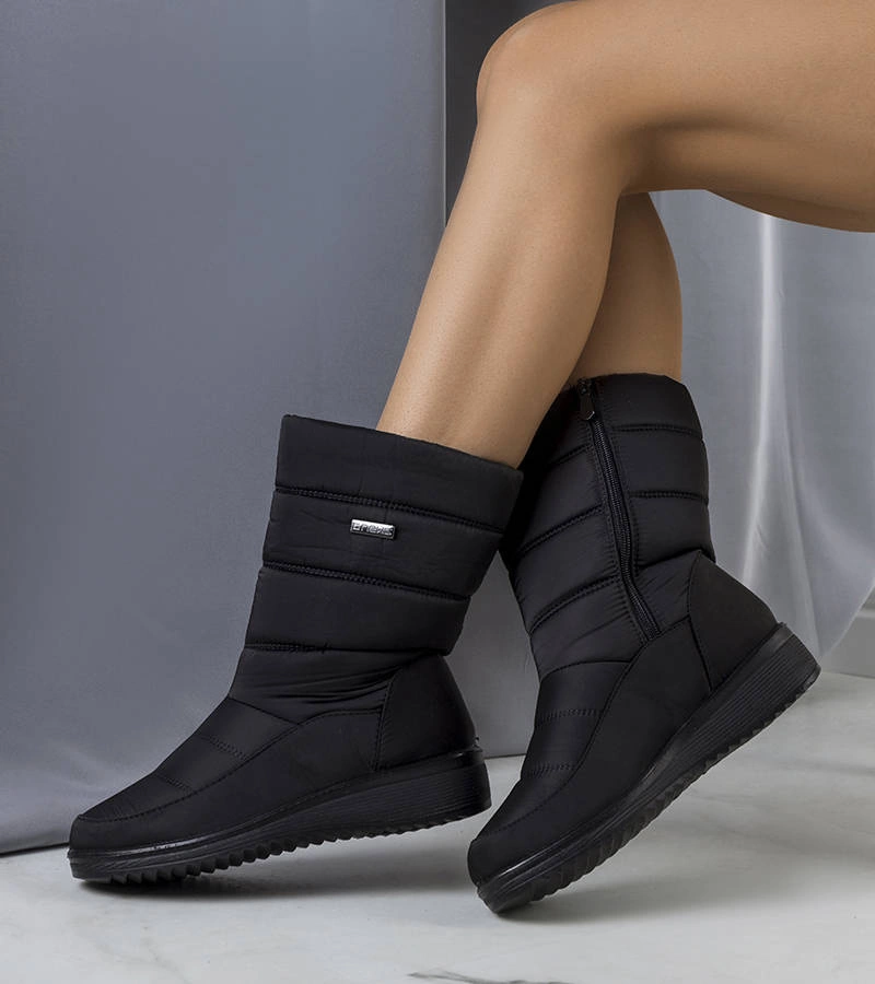 Černé sněhule Reina na nízkém podpatku