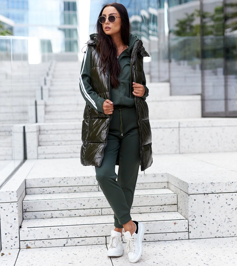 Zelená vesta s odnímatelnou kapucí Artemia