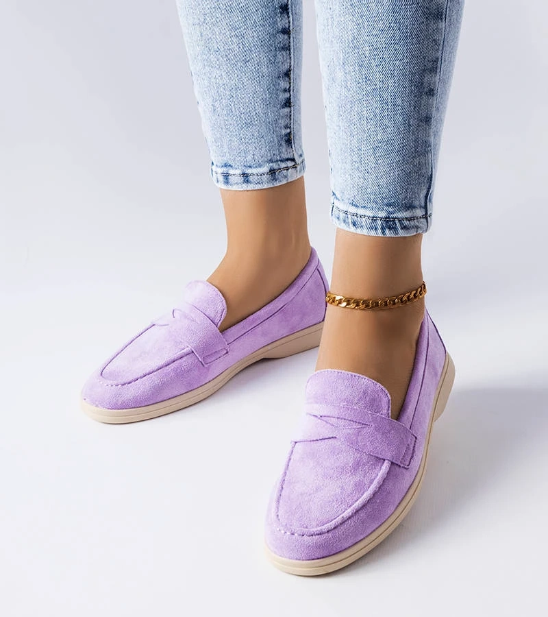 Fialové mokasíny z eko semiše od společnosti Ferragus
