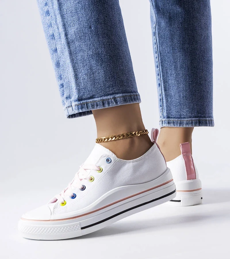 Bílé a růžové tenisky na platformě Bois