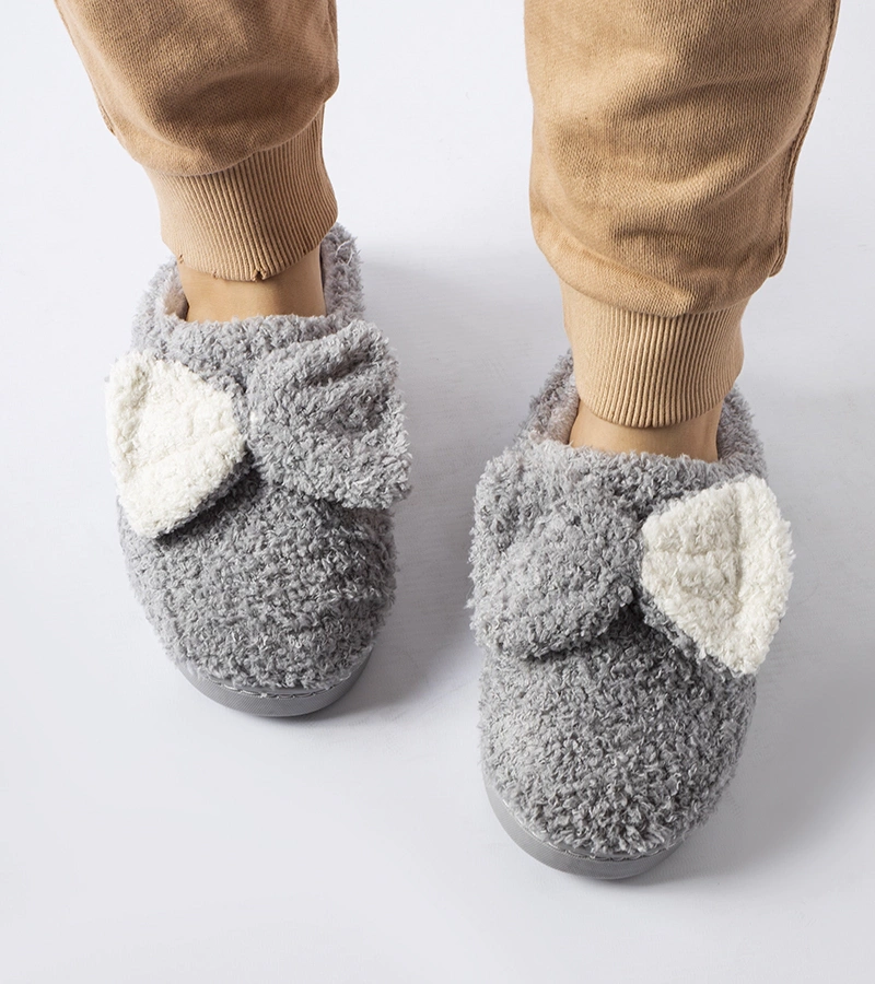 Šedé teplé pantofle s mašlí Delfio