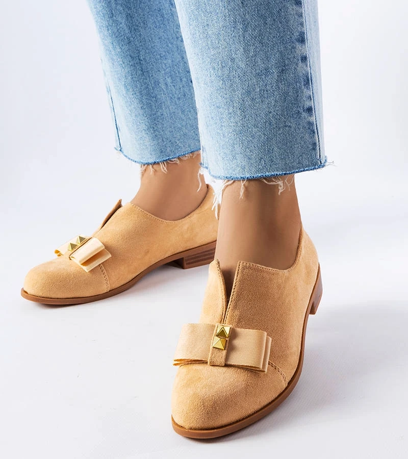 Béžové polobotky s mašlí Poplar