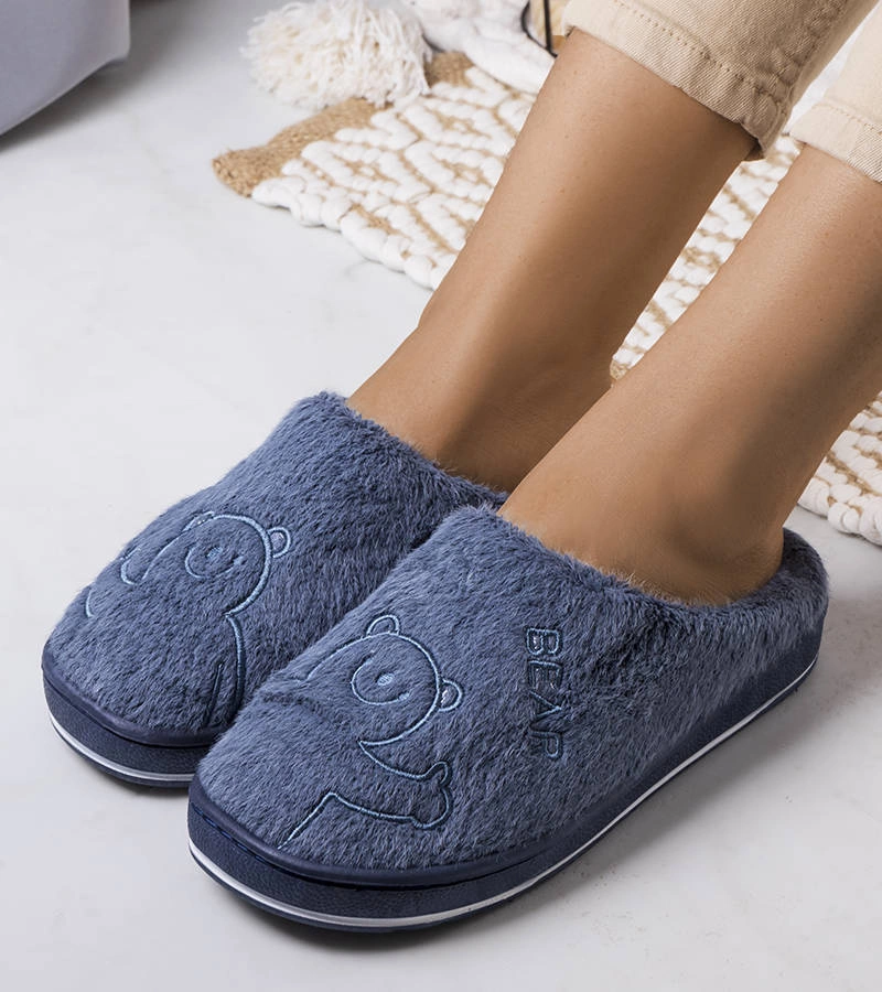 Tmavě modré měkké pantofle Smile Bear