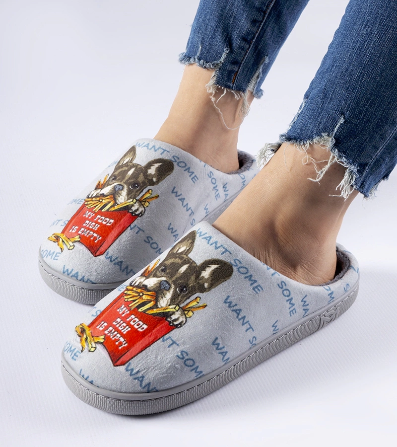 Šedé měkké pantofle Frenchfries