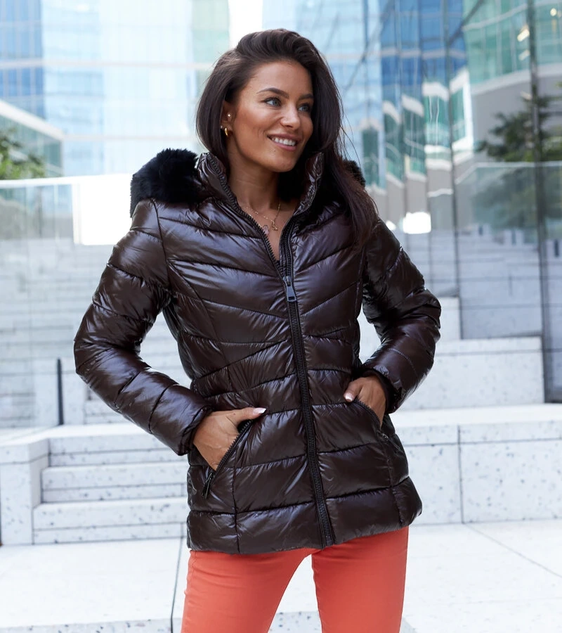 Hnědá bunda se zapínací kapucí Solfatara