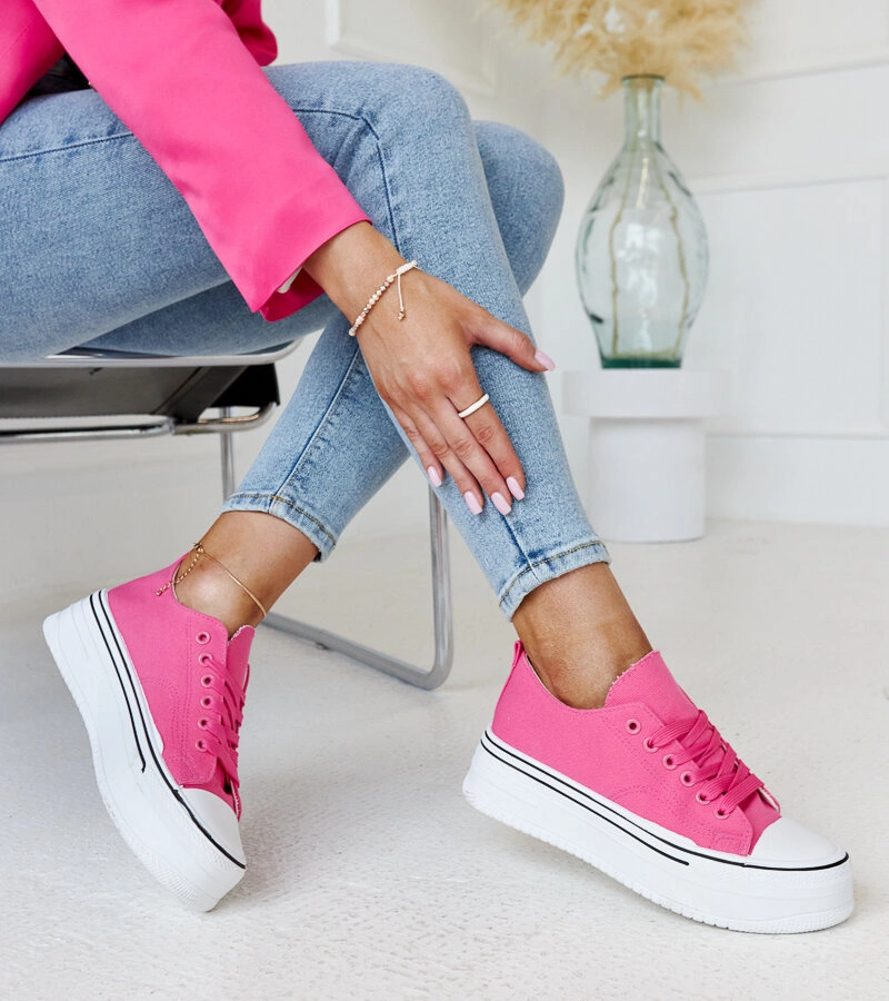 Tmavě růžové tenisky na tlusté podrážce Bahira