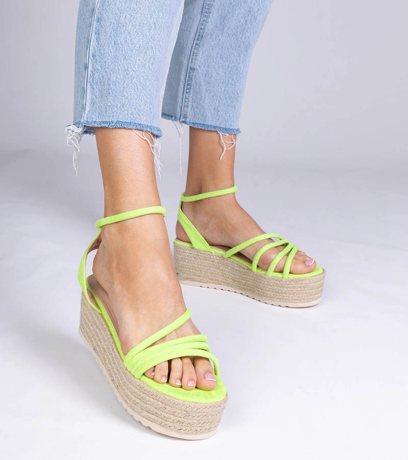 Zelené sandály espadrilky na platformě Panola