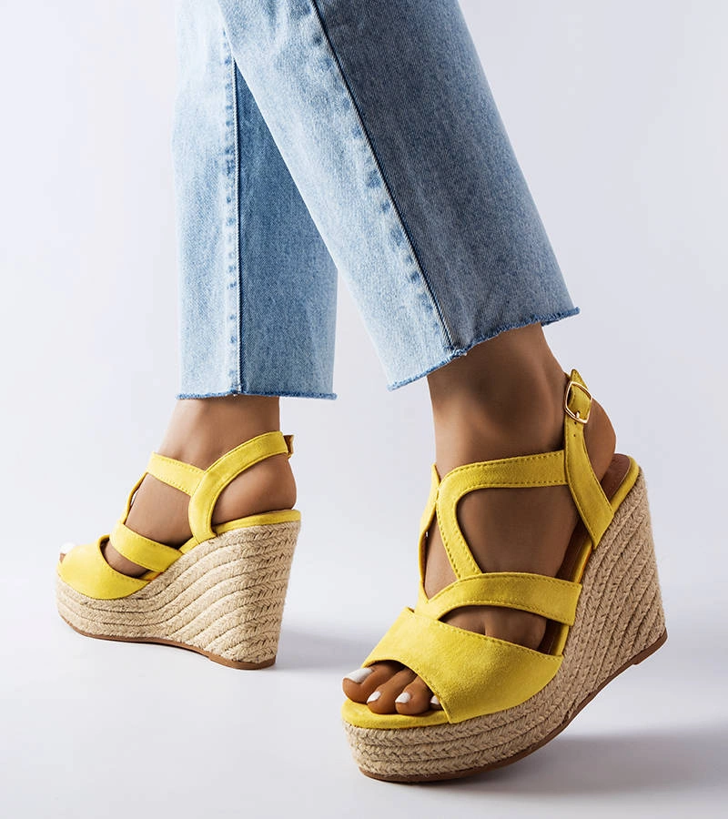 Žluté espadrilky Bois na podpatcích