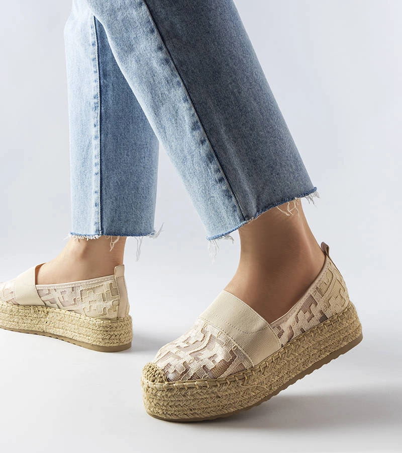 Béžové síťované espadrilky Bateliers