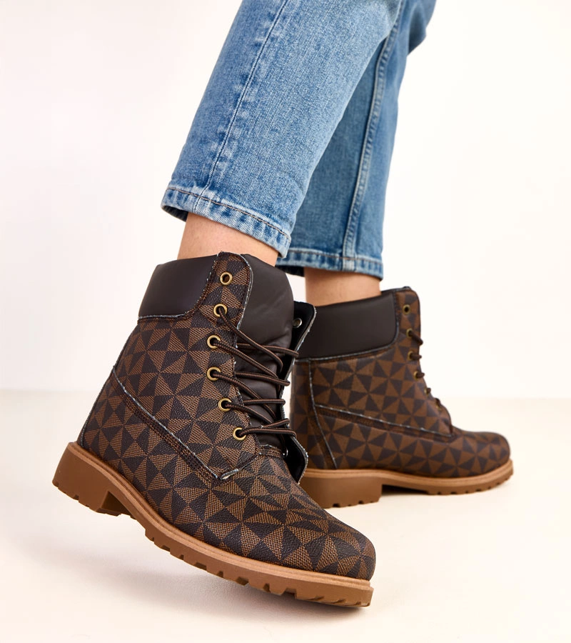 Černo-hnědé workerky s geometrickým vzorem Alicia