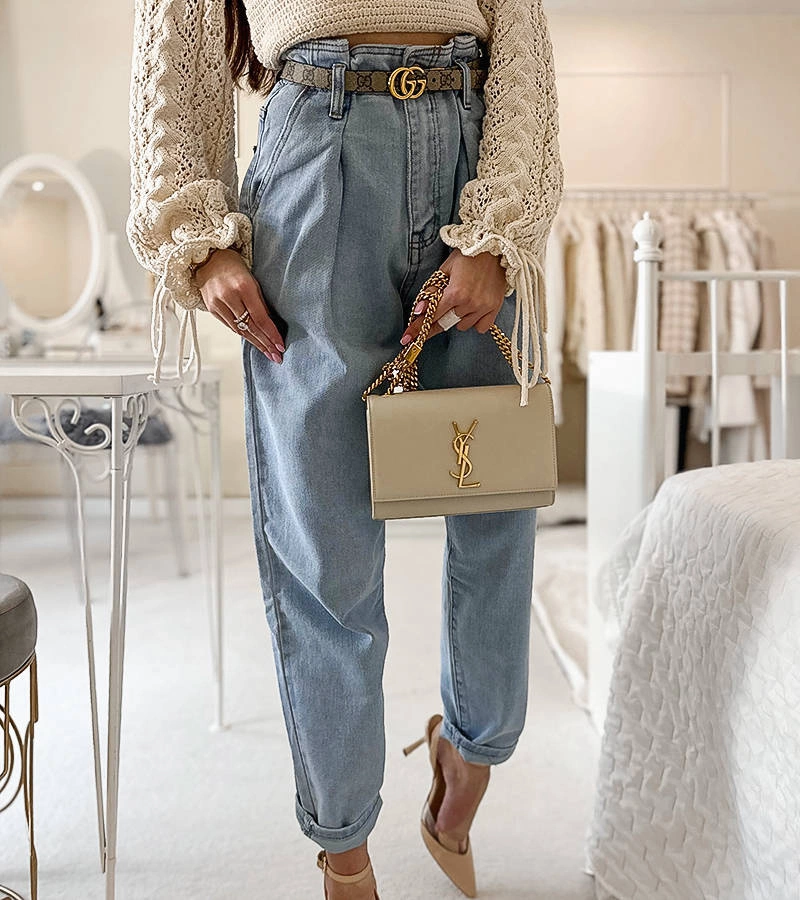 Modré mom fit džíny Onfroi