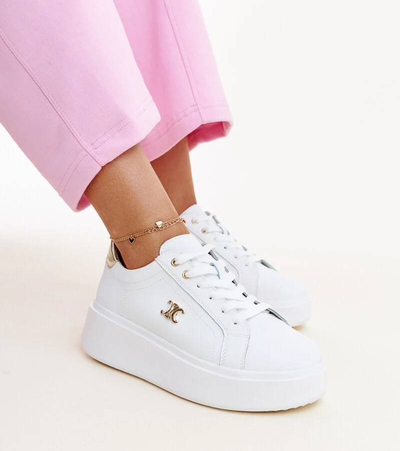 Bílé kůže tenisky na vysoké podrážce Melita