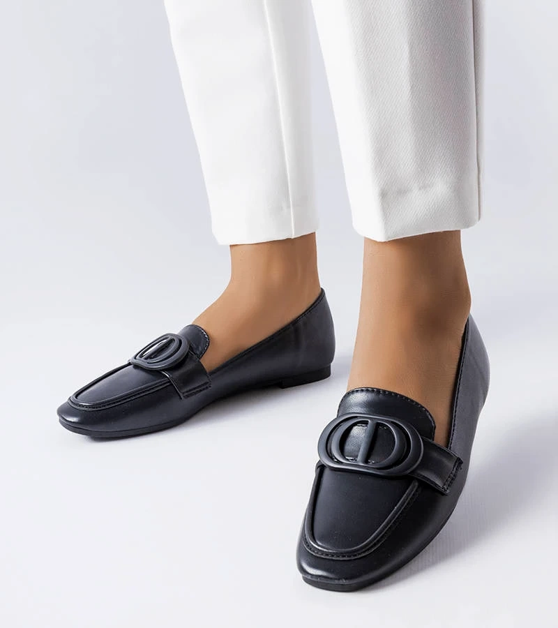 Černé mokasíny s přezkou Poissonnier