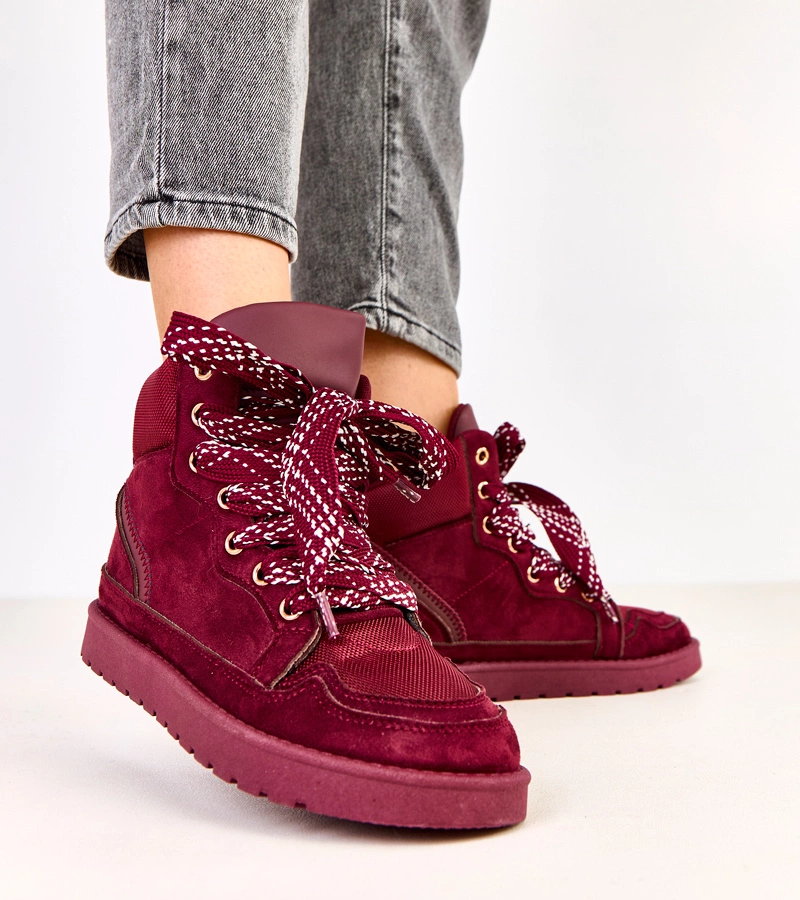 Bordové vysoké tenisky s tlustými tkaničkami Klevis