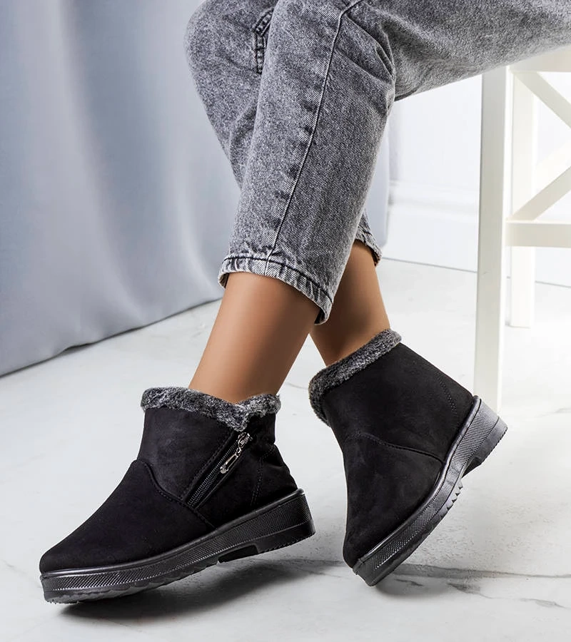 Černé zateplené sněhule s umělou kožešinou Wren