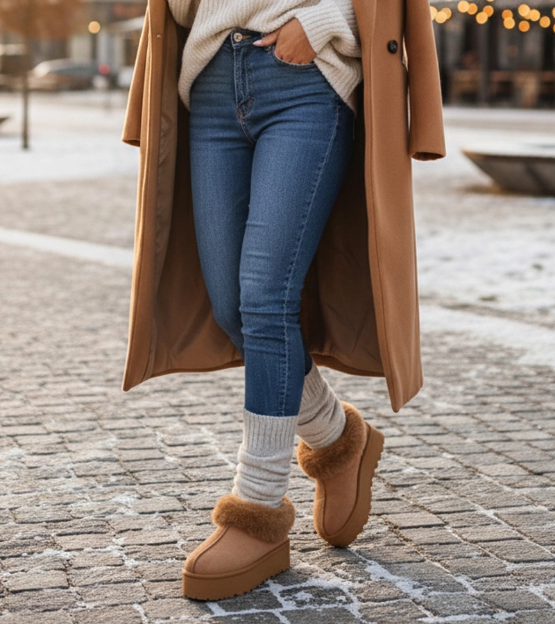 Hnědé sněhule s kožíškem Deesi