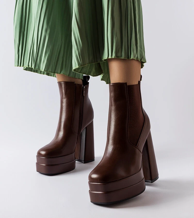 Hnědé boty Copertino na vysokém podpatku