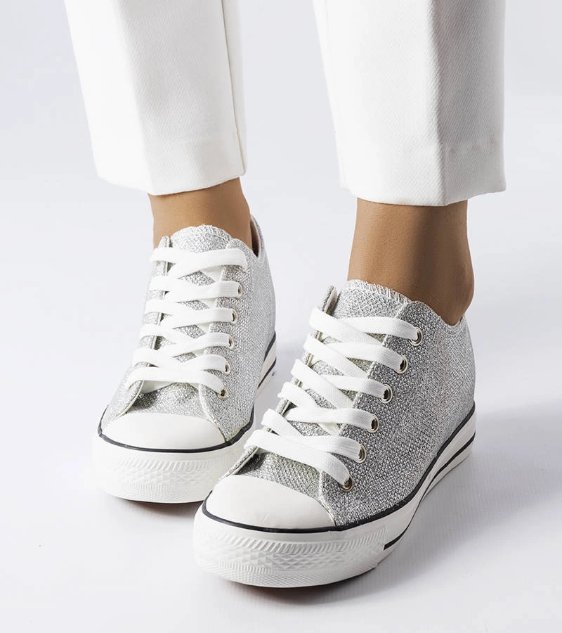Stříbrné třpytivé tenisky Crete na platformách
