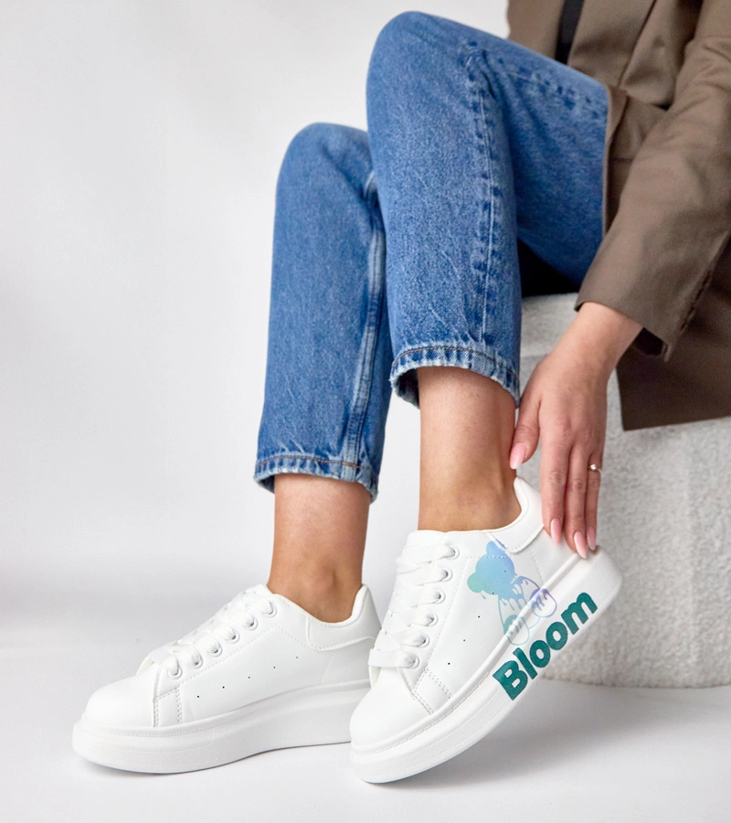 Bílé tenisky na platformě s medvídkem Margot