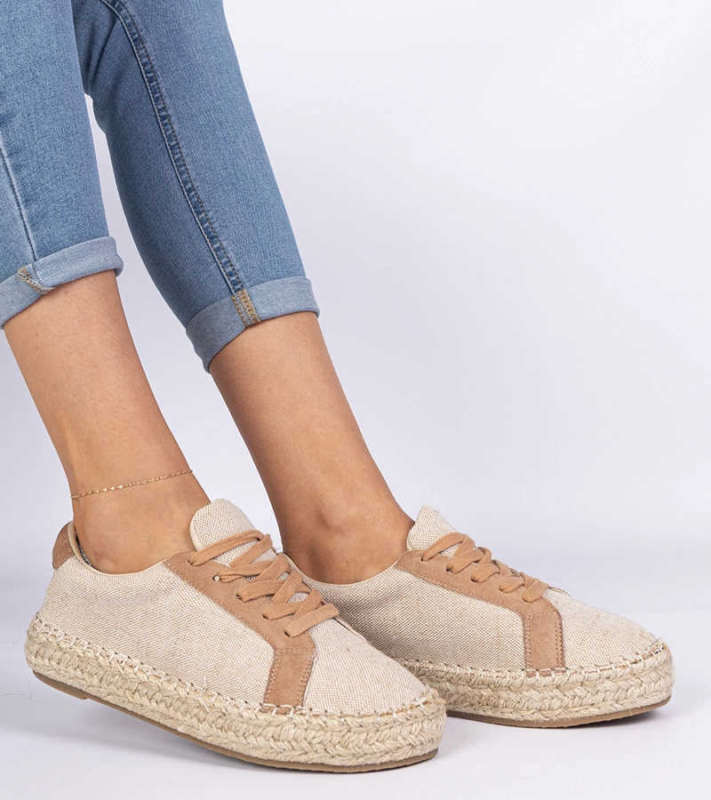 Hnědé dámské šněrovací espadrilky Malsi