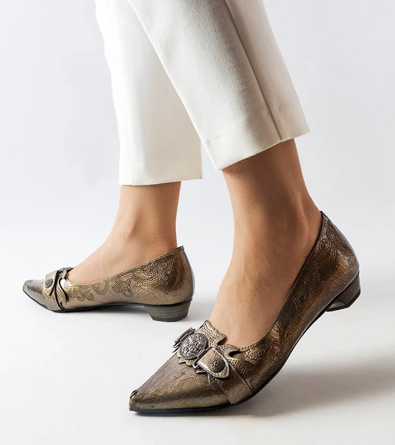 Stříbrné lodičky Siciliano na nízkém podpatku