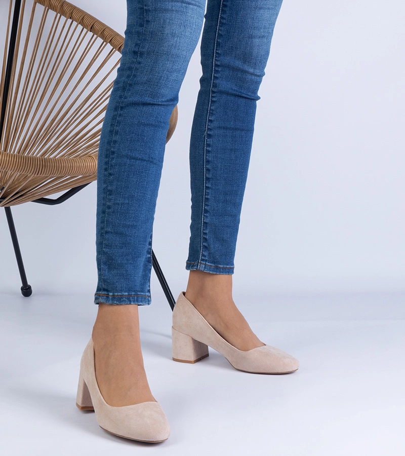 Béžové lodičky z ekosemiše na podpatku Marsol