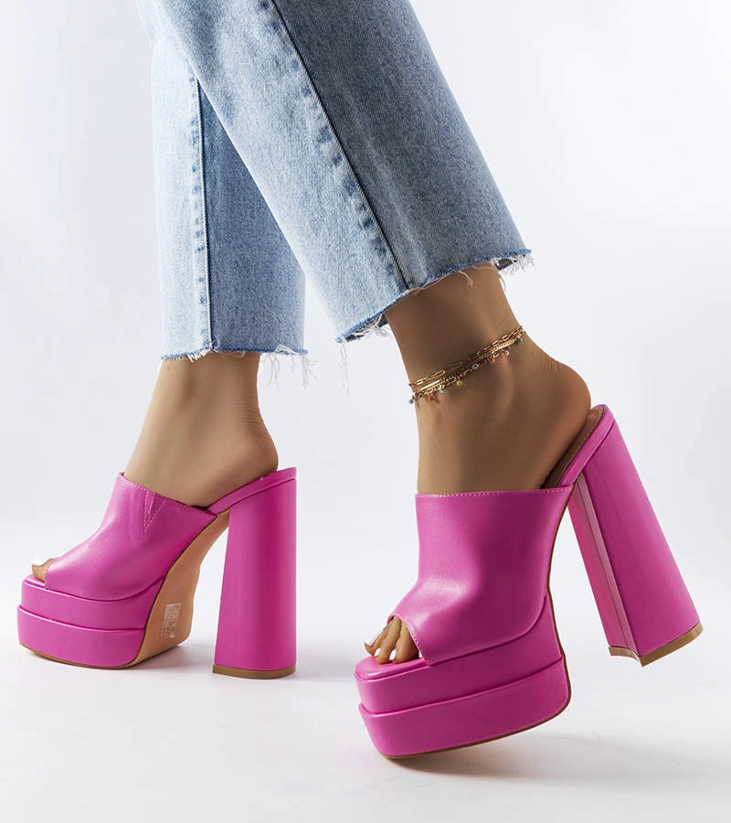 Růžové žabky Mertzon na vysokém podpatku