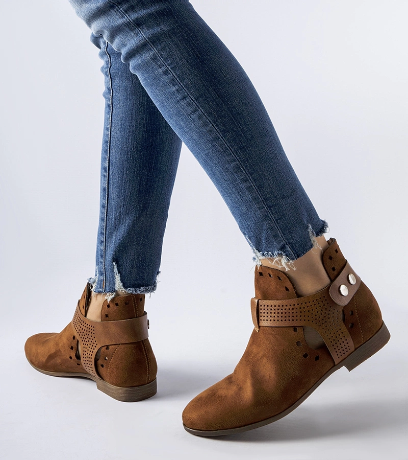 Karamelové vyřezávané kotníkové boty Lungodora