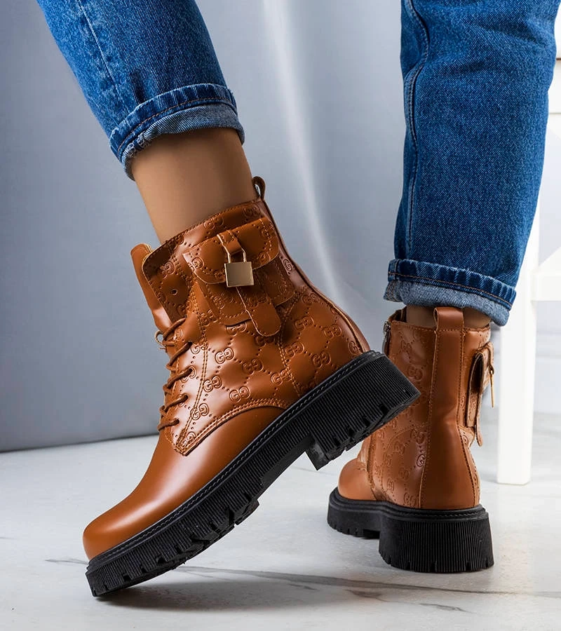 Hnědé zateplené traperské boty Coal