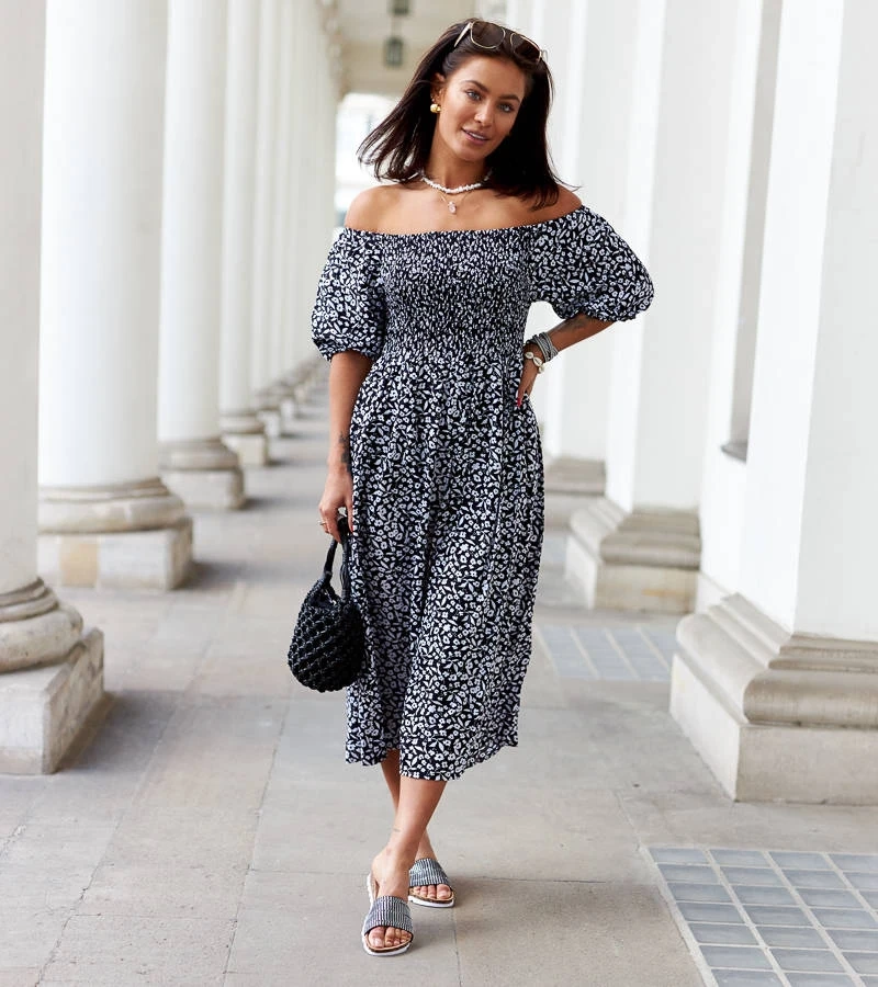 Černé květinové midi šaty Zetticci