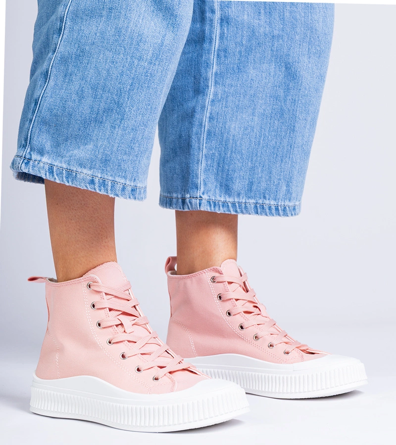 Růžové vysoké tenisky na platformě Guerrino