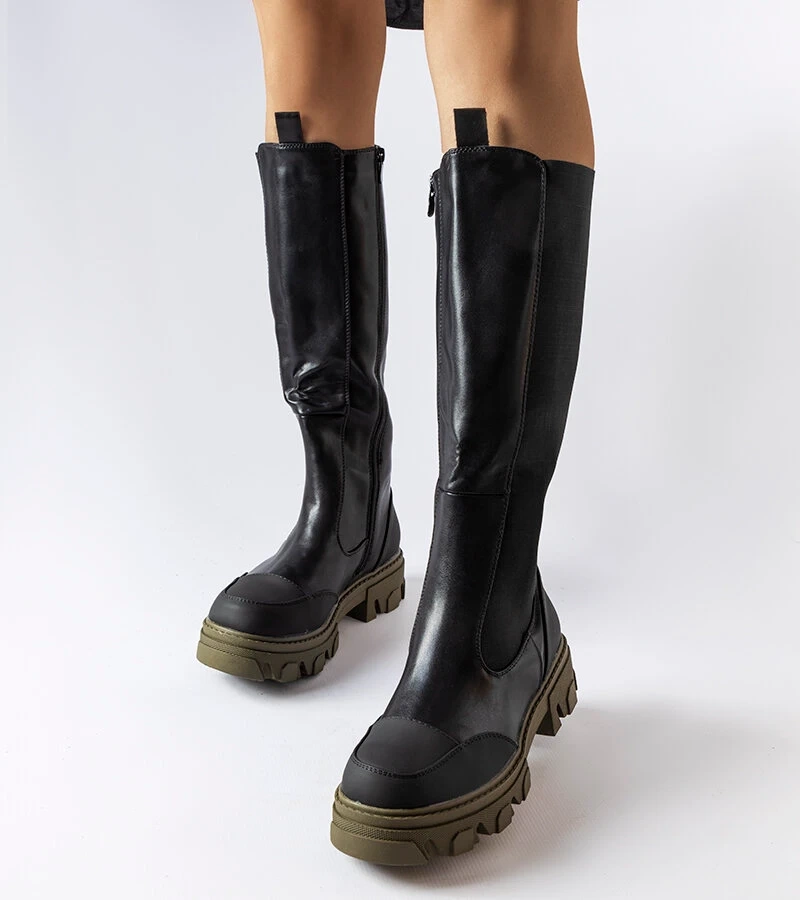 Černo-zelené vysoké boty Pasquale